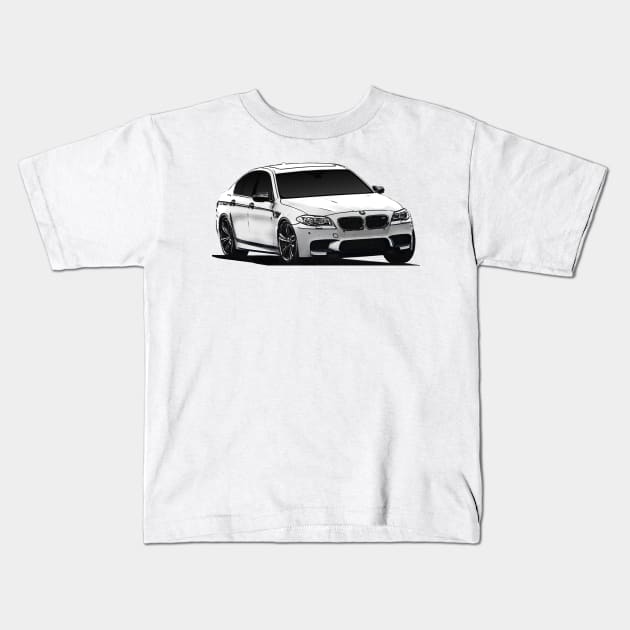 BMW M5 F10 White Kids T-Shirt by Woreth